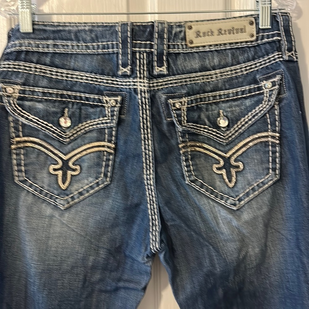 Buckle rock revival boot, cut jeans, size 30/31